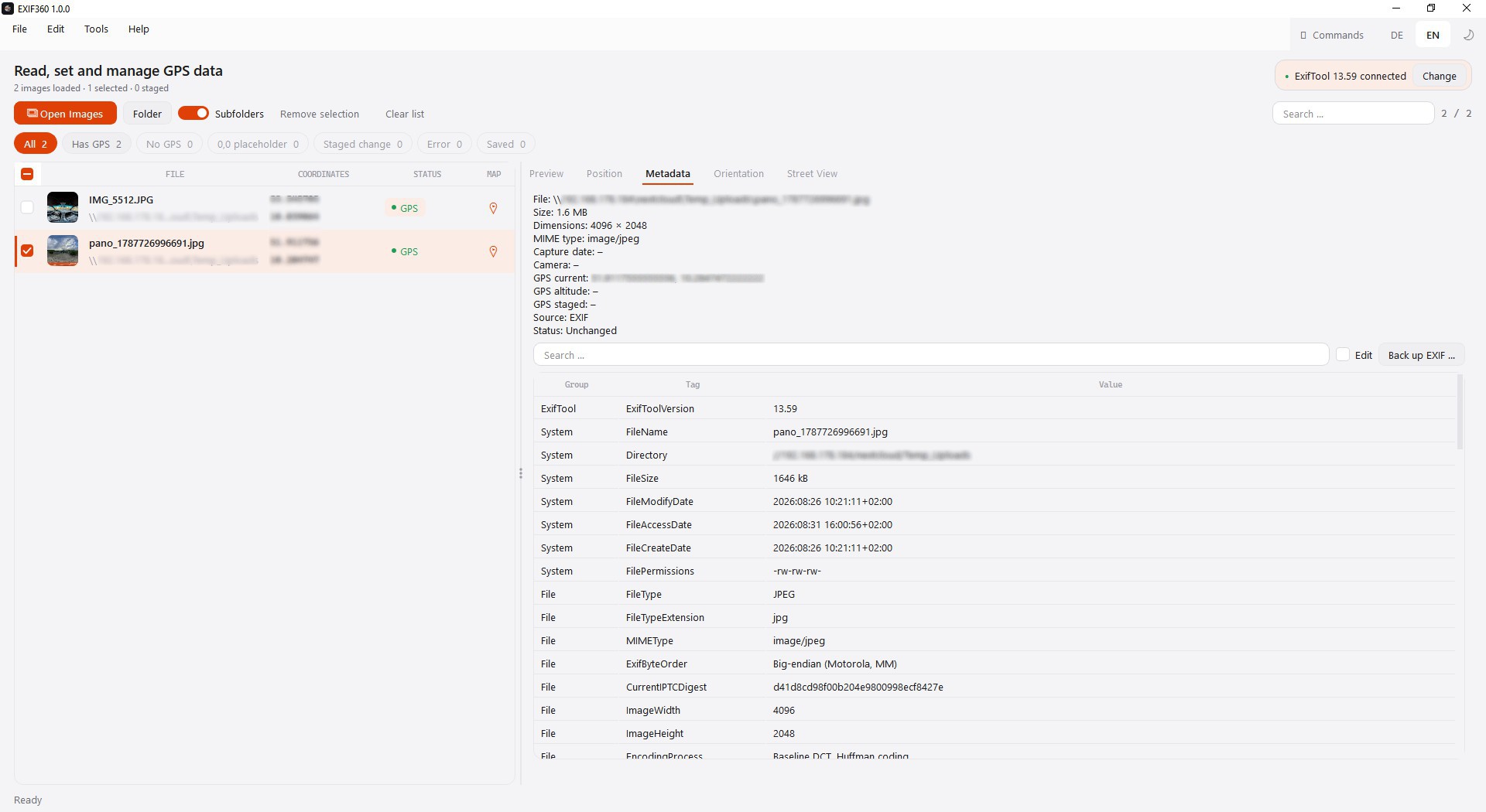 EXIF360 Change EXIF Tags