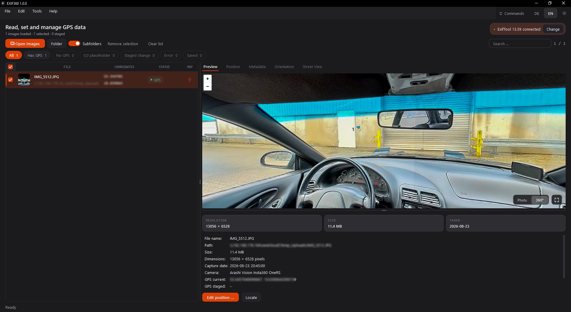 EXIF360 Dark Modus
